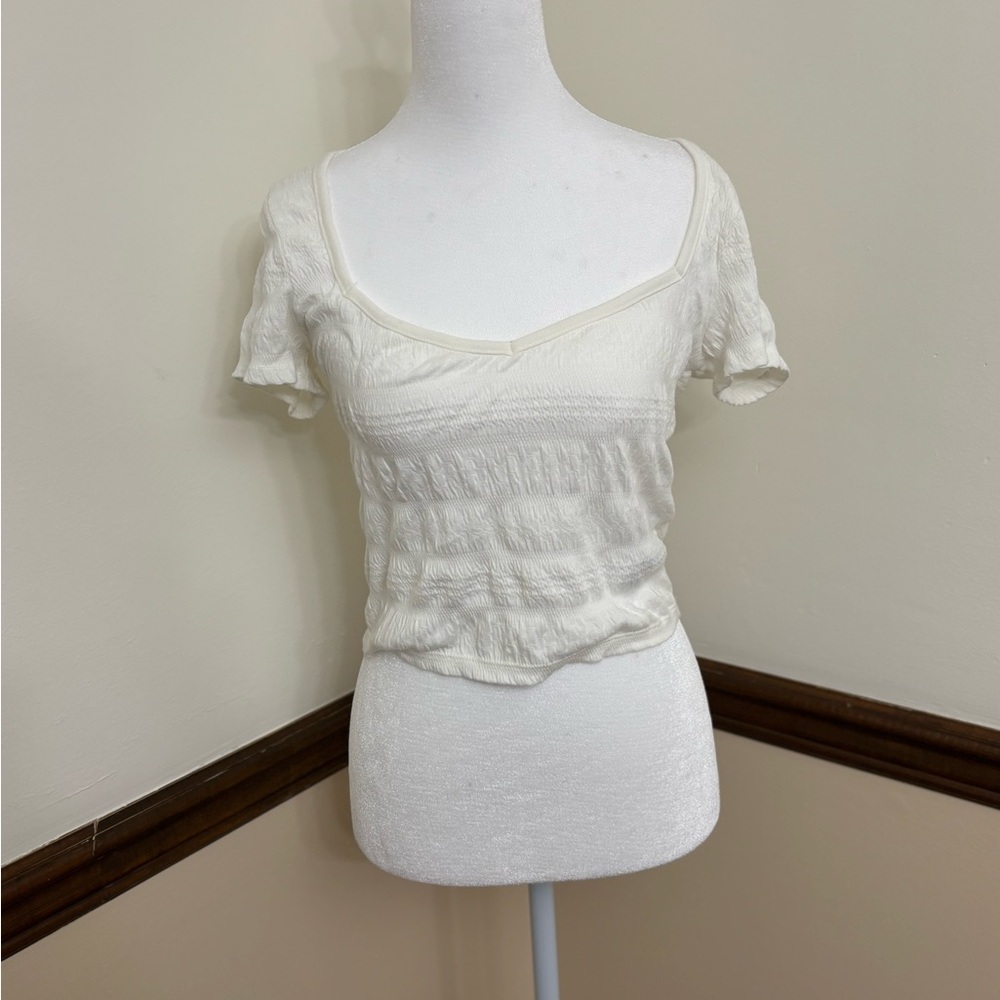 Abercrombie & Fitch Cream Lace Trim Blouse